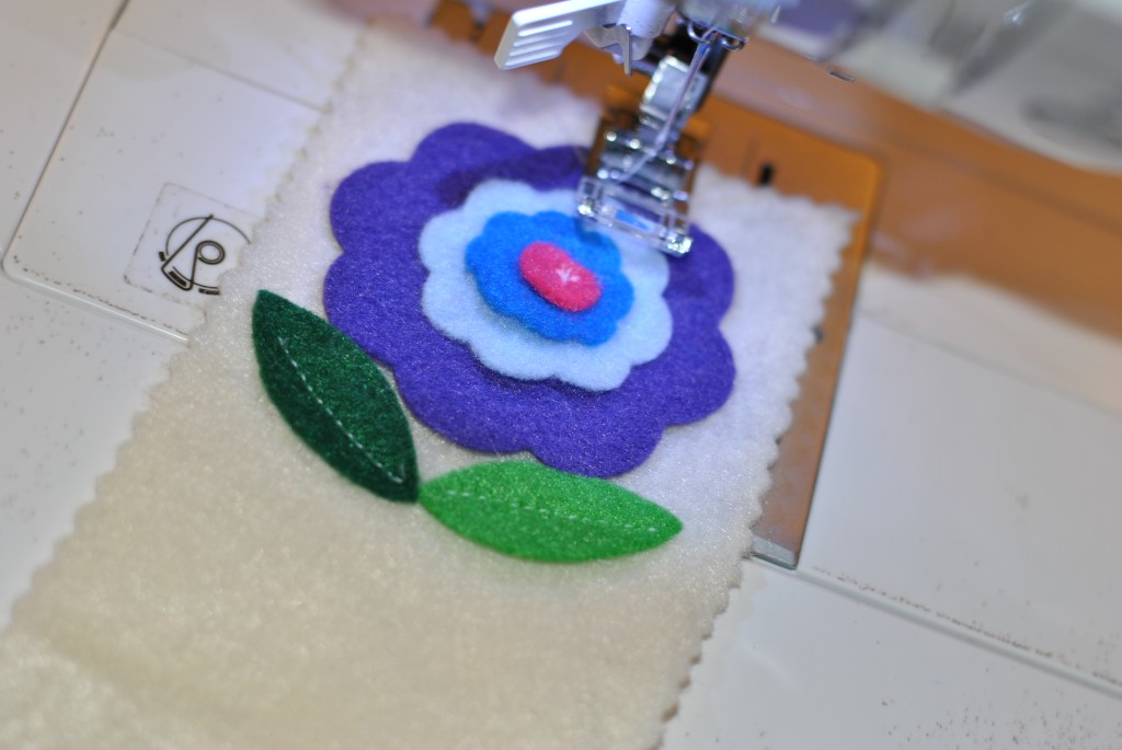 Stitch felt flower and leaves