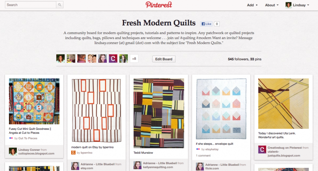 Pinterest Community Board Quilting