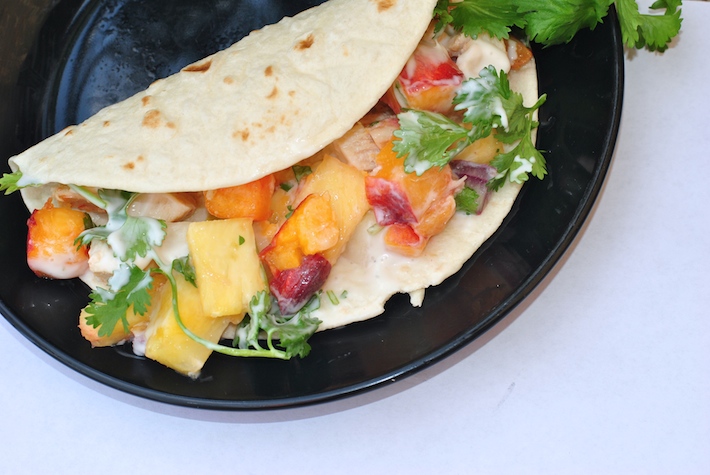 Crockpot Chicken Tacos with Peach Pineapple Salsa | Craft Buds