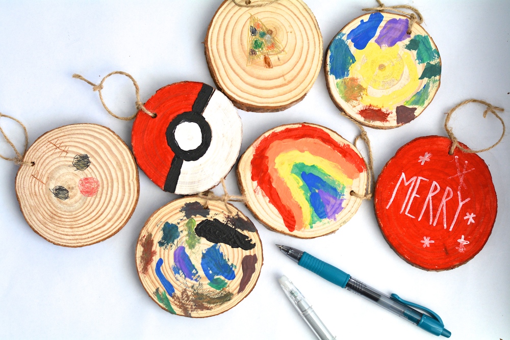 Kid wood slice ornaments