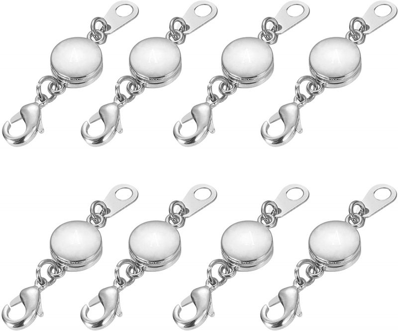 Aiskaer 8Pcs Silver Necklace Clasp Magnetic Jewelry Locking Clasps and Closures Bracelet Extender for Necklaces, Bracelets and Jewelry Making
