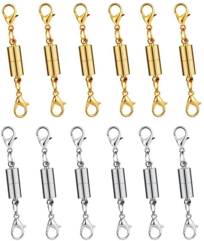 Dsmile Pack of 12pcs Gold Color and Silver Color Magnetic Lobster Clasp for Jewelry Necklace Bracelet