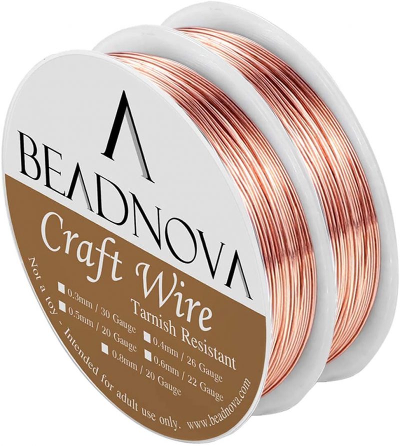 BEADNOVA Jewelry Wire Bare Copper Wire Tarnish Resistant for Jewelry Making (Copper, 26gauge 20m)