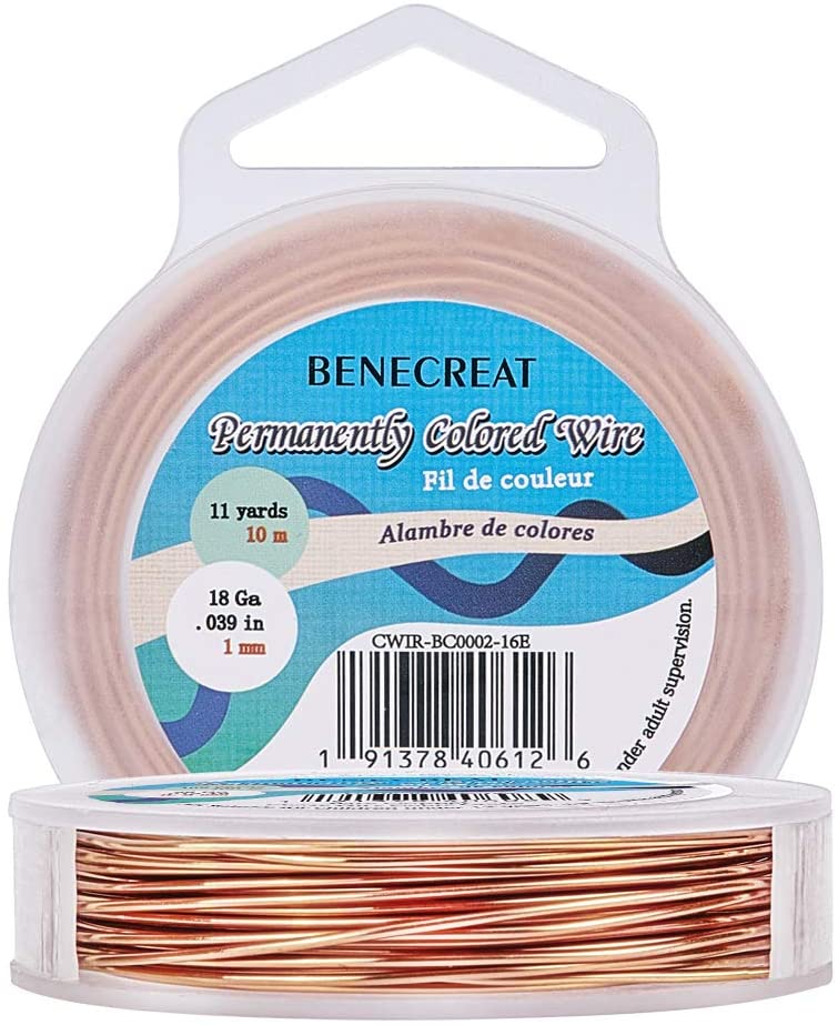 BENECREAT 18 Gauge Bare Copper Wire Solid Copper Wire for Jewelry Craft Making, 33-Feet/11-Yard