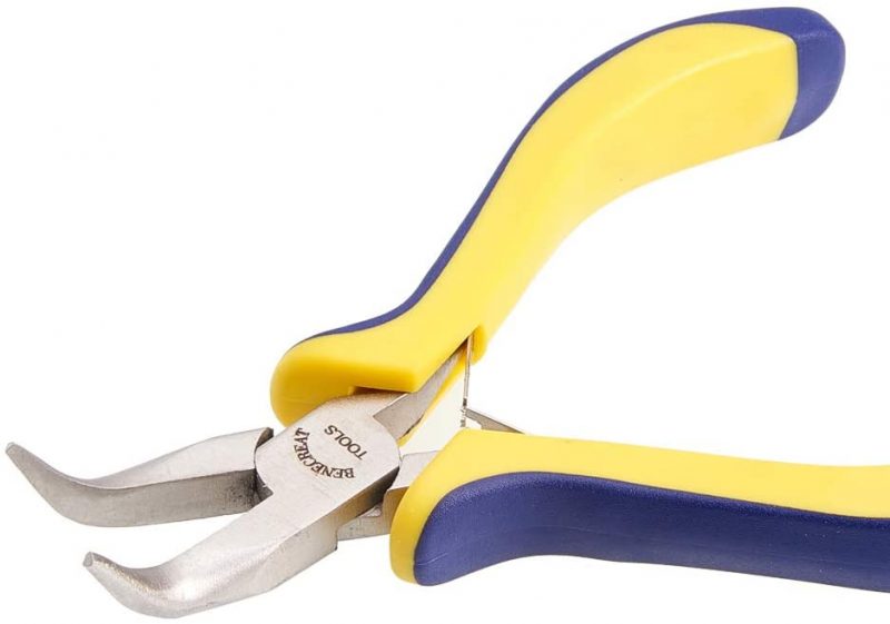 BENECREAT 5 Inch Bent Nose Pliers with Comfort Rubber Grip For Jewelry Making, Handcraft Making