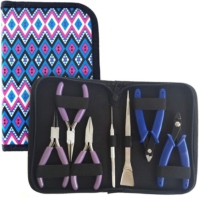 Flying K Jewelry Tools, Jewelry Pliers. Including a Crimper, Organized Zipped Case for your Jewelry Making Tools. These jewelry making supplies will help with beading, wire, or repairs. (Diamond)