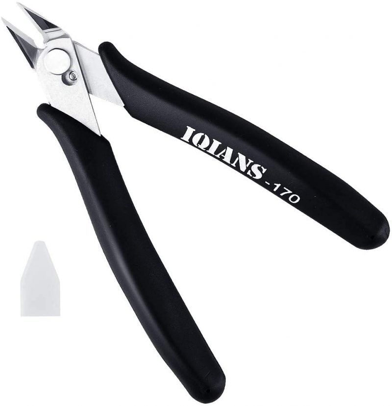 IQIANS 170 Wire Cutters Precision Electronic Flush Cutter Small Micro Lightweight Side Cutting Pliers for Jewelry Making, 3D Printer Work, Model Craft 5 Inch Black