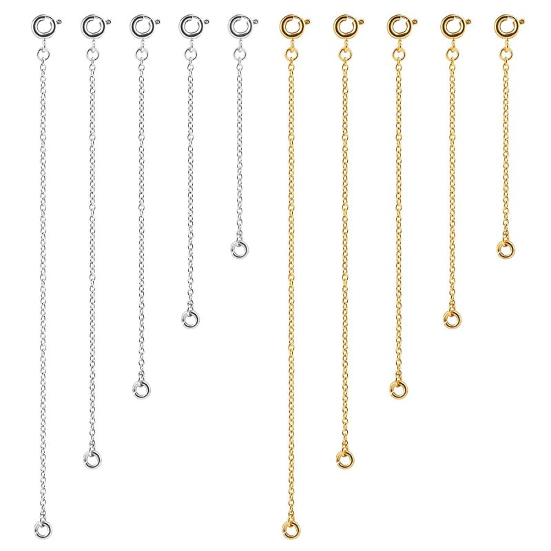 Naler Stainless Steel Necklace Bracelet Extender Chain Set for DIY Jewelry Making, 10 Pieces