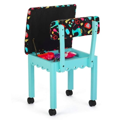 Arrow 7019B Wood Sewing and Craft Chair with Gingerbread Design and Under Seat Storage