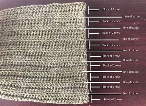 How to count rows in crochet ribbing?