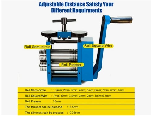 Jewelry Rolling Mill Machine 3 inch 75mm Manual Combination Rolling Mill Gear Ratio 1-6