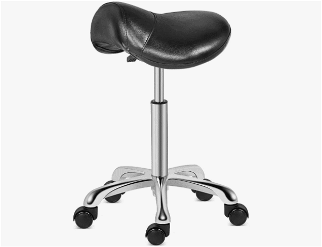 Kaleurrier Saddle Stool Rolling Swivel Height Adjustable with Wheels