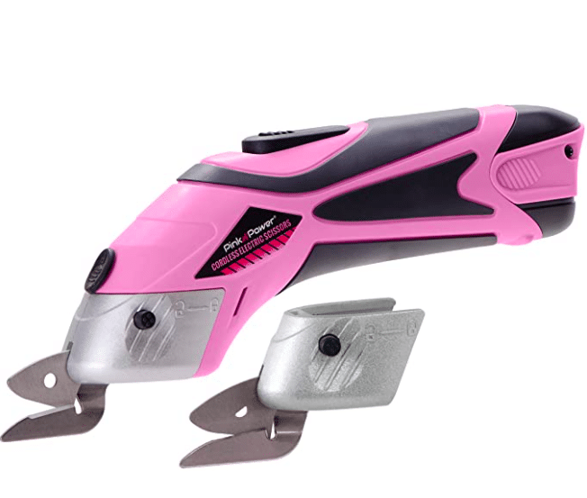Pink Power Electric Fabric Scissors Box Cutter