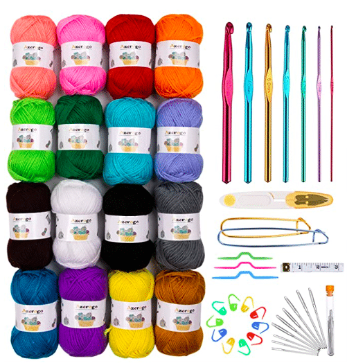 Craft Knitting Starter Kit 5mm Needles Colour 6 Balls of Wool Hobby Yarn Set NEW 