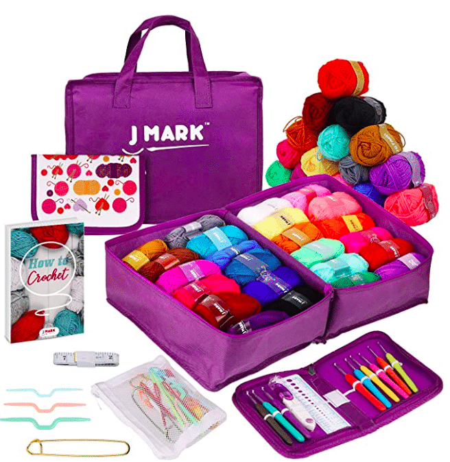 J Mark Store 87 Piece Crochet Kit with Yarn Set