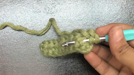 Front post half double crochet step 2