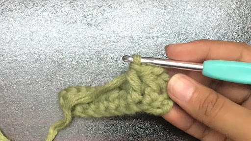 Front post half double crochet step 5