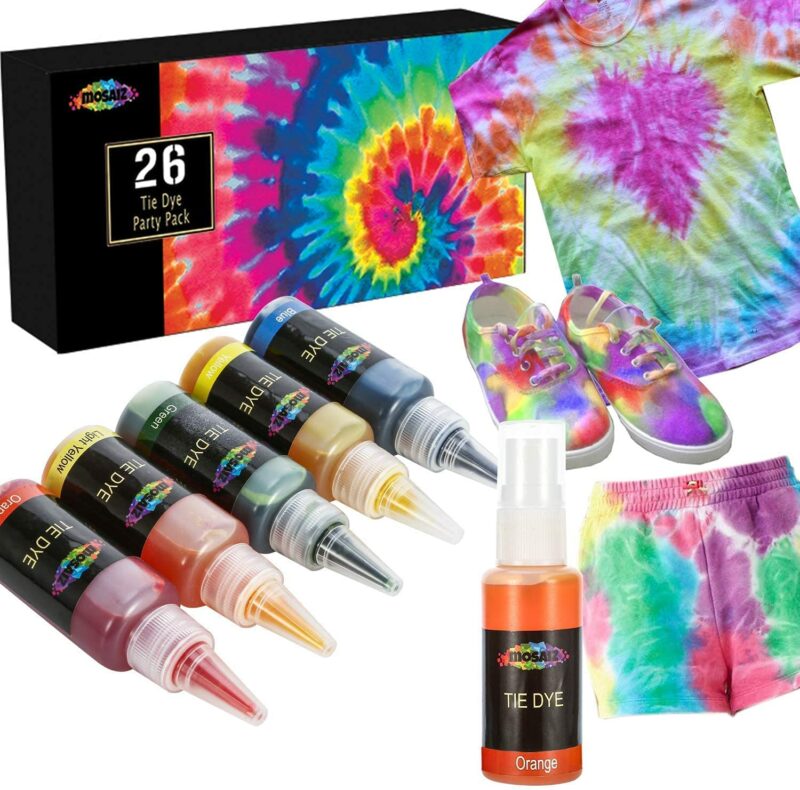 Mosaiz Tie Dye Kit of 26 Colors, Spray Tie Dye for Creative Activities and DIY for Kids and Adults, Fabric Dyeing Set, Fun Summer Activity Outdoor