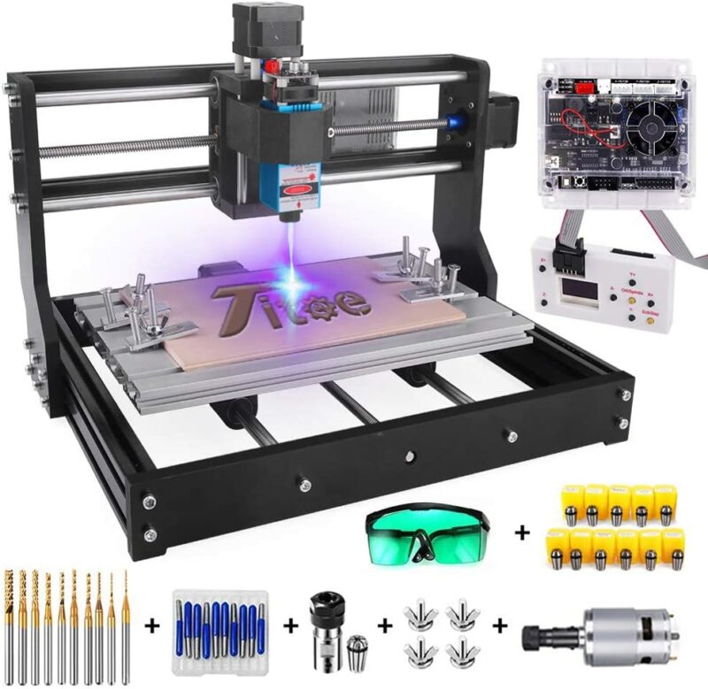 2 in 1 5500mW Engraver CNC 3018 Pro Engraving Machine, GRBLControl PCB PVC Wood Router CNC 3 Axis Milling Machine with Offline Controller and ER11