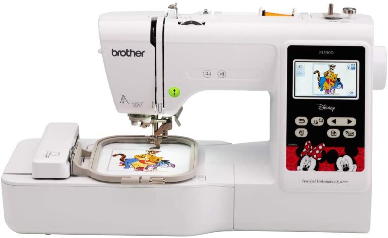Brother PE550D Embroidery Machine, 125 Built-in Designs Including 45 Disney Designs, 4 x 4 Hoop Area, Large 3.2 LCD Touchscreen, USB Port