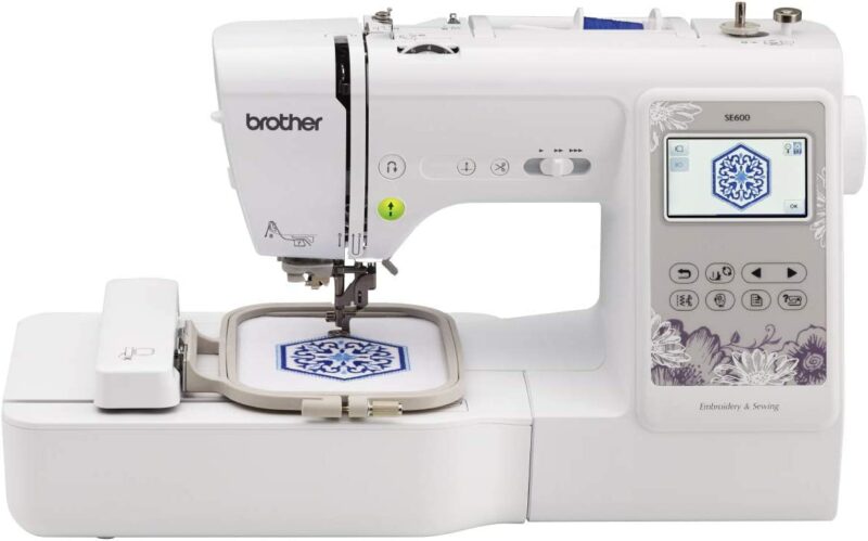 Brother SE600 Sewing and Embroidery Machine, 80 Designs, 103 Built-In Stitches, Computerized, 4 x 4 Hoop Area, 3.2 LCD Touchscreen Display