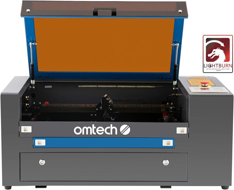 OMTech 50W CO2 Laser Engraver and Rotary Axis, 50W Laser Cutter Machine with LightBurn Software, 12”x20” Laser Engraving Machine with 2 Way Pass Air Assist RDWorks, Laser Cutting Machine