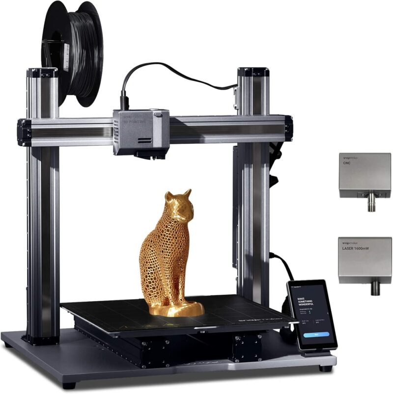 Snapmaker 3D Printers, Upgraded A350T 3-in-1 Metal 3D Printer with 3D Printing Laser Engraving CNC Carving, Large Print Size 320x350x330mm, FDM 3D Printer