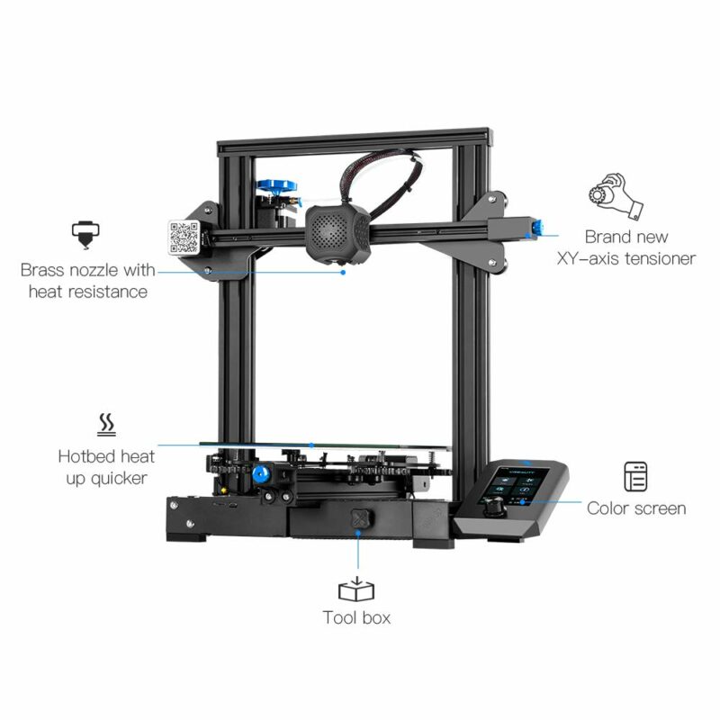 Official Creality Ender 3 V2 Upgraded 3D Printer with Silent Motherboard Meanwell Power Supply Carborundum Glass Platform Resume Printing Function
