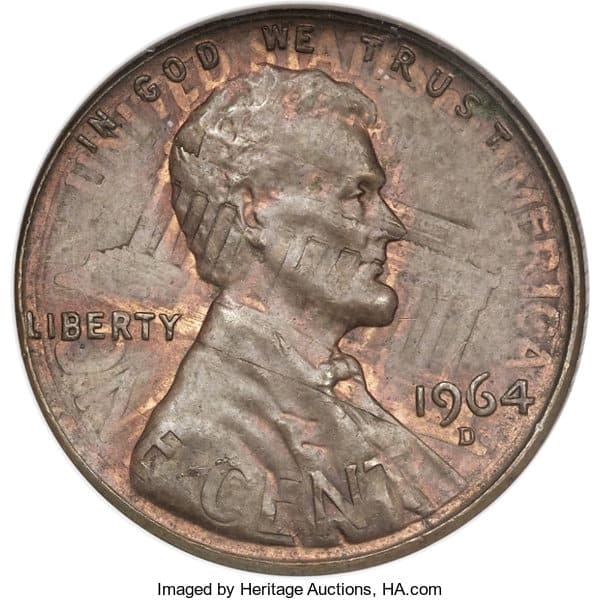 964 Penny Struck Over a 1963 Penny