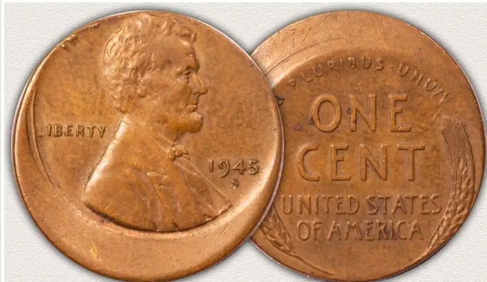 Off Center Strikes 1945 wheat penny