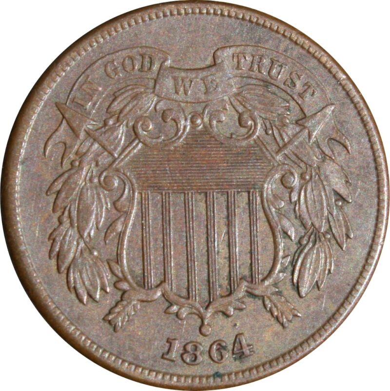 1864 2 Cent Coin Obverse