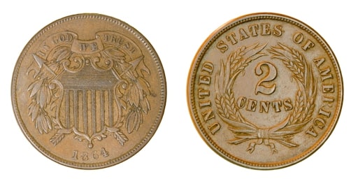 1864 2 Cent Coin