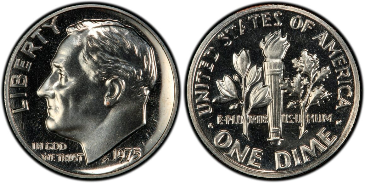 1975 No S PR 68 Roosevelt Dime