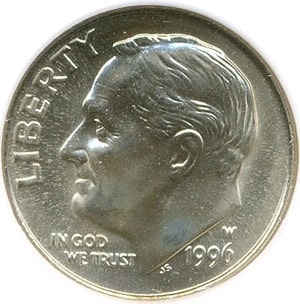 1996-W Roosevelt Dime