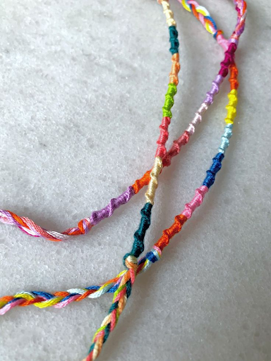 Rainbow Seed Bead Hemp Macrame Choker, Square Knot Size 8 Seed