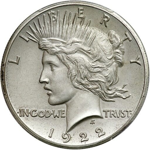 1922 silver dollar in god we trvst