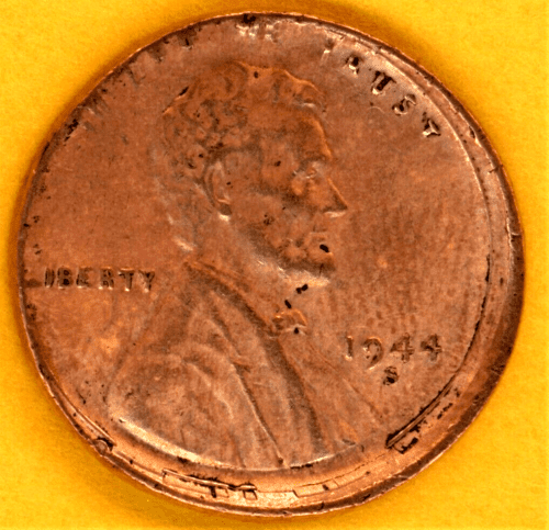 1944 steel penny Off-Center Strike Error