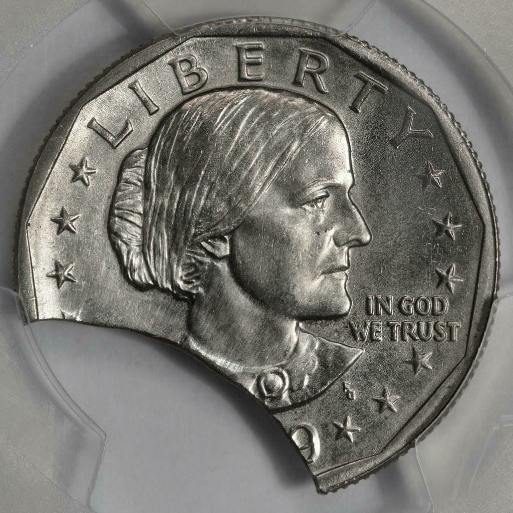 Susan B. Anthony Dollar Coin Clipped Planchet Error