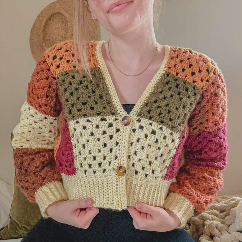 Colorful Crochet Granny Square Cardigan