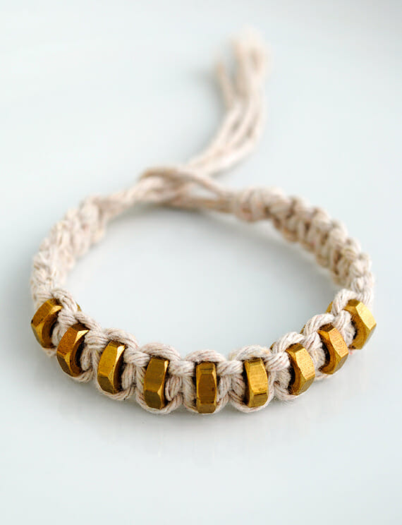 String and Hex Nut Macrame Bracelet