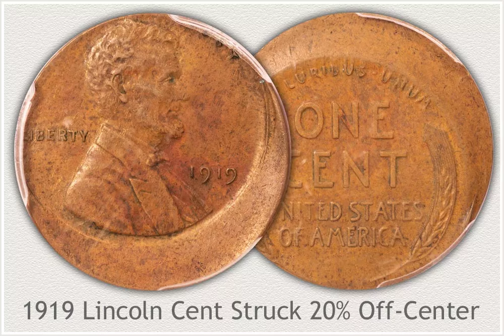1919 Wheat Penny 20% Off-Center Error