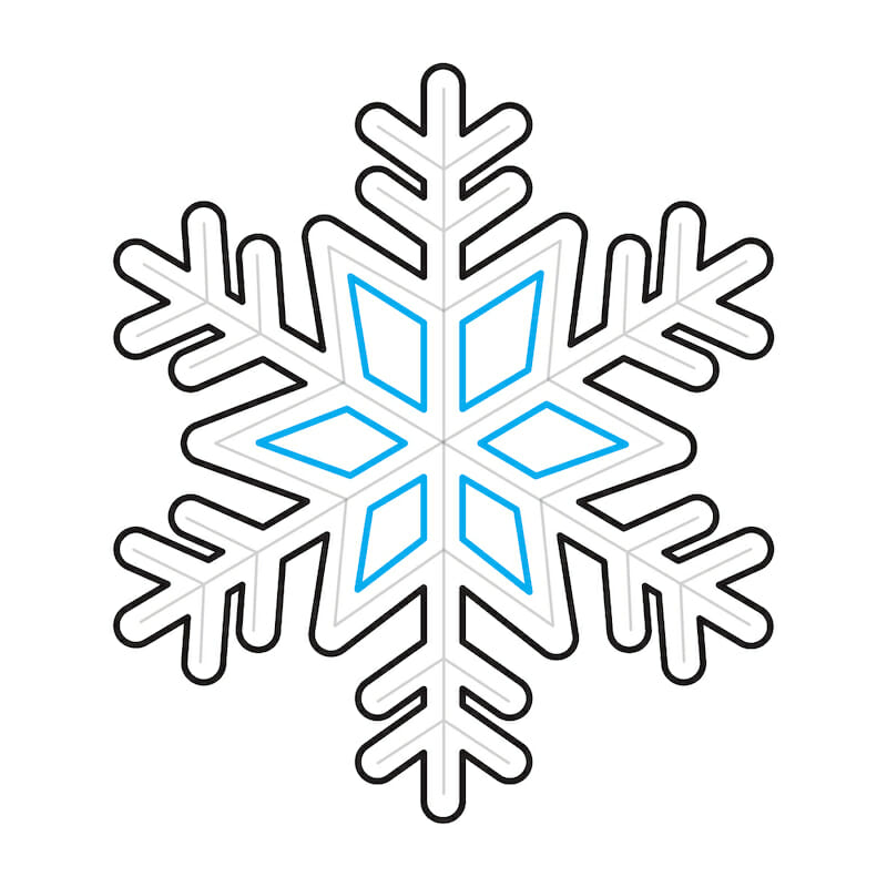 Add 6 Diamond-Like Shapes Within the Middle Area of the Snowflake