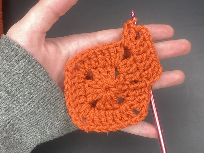 Double crochet 2 into the chain space, chain 2, and then double crochet 2 more times (DC 2 in CH SP, CH 2, DC 2 in CH SP)