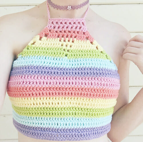 Rainbow Halter Crochet Top