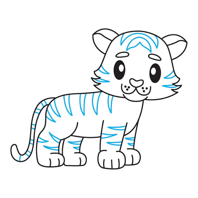 how to draw a cute baby tiger