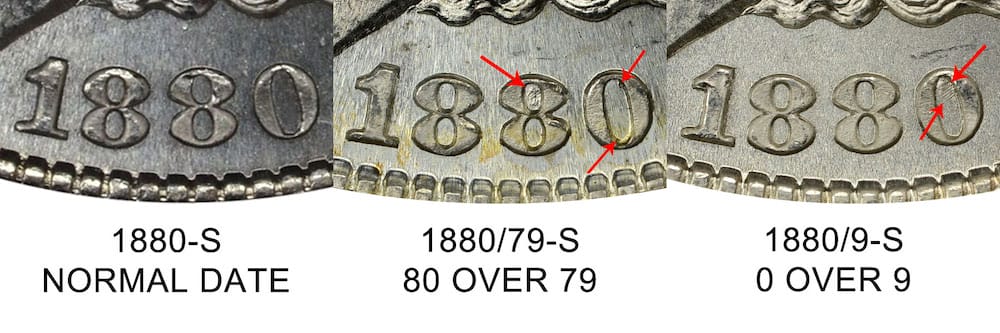1880 Silver Dollar Error 80/79 Overdate