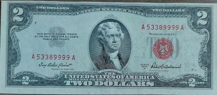 1953 $2 bill Series 1953
