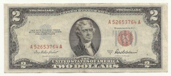 The 1953 2 Dollar Bill Value, Seal, Series & Design