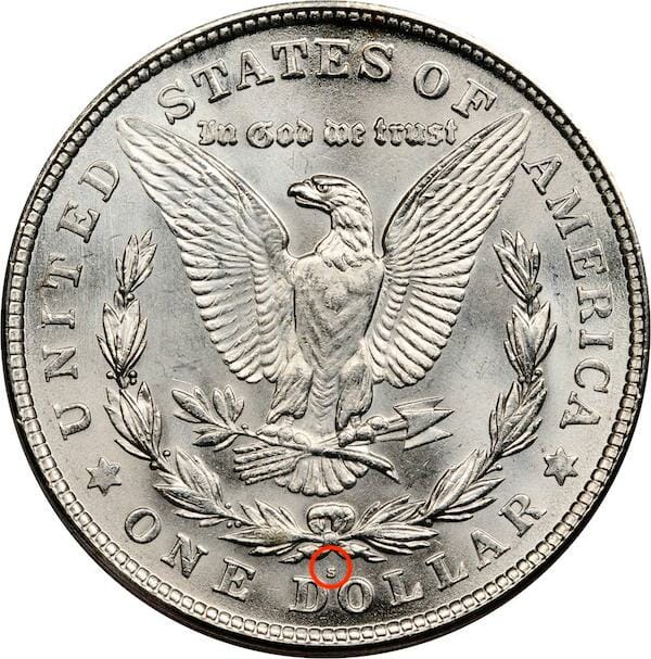 Where is the Mint Mark on a 1921 Silver Dollar