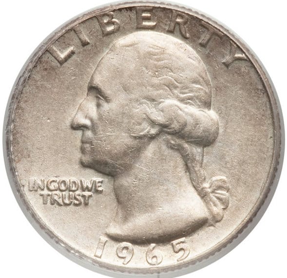 1965 Washington Quarter Struck on a 90% Silver Planchet